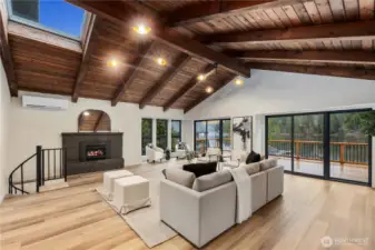 Stairway access to downstairs and fireplace to snuggle next too