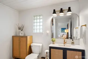 Freshly renovated 3/4 bathroom.