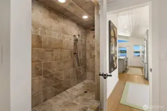 Gorgeously tiled shower with a spa-like feel.