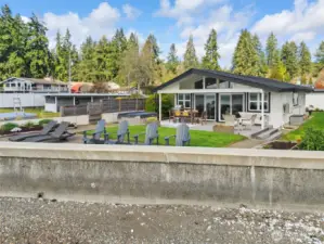 Newly extended bulkhead to protect from king tides. Permitted and Approved through Mason County.