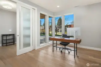 Main-floor bedroom with ¾ Bathroom is perfect for guests or multi-generational living