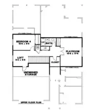 Upper level floor plan w/ dimensions