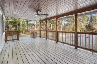 Ahh.. enjoy the outdoors in every season on the expansive covered deck with ceiling fan to provide a gentle breeze in the summertime.