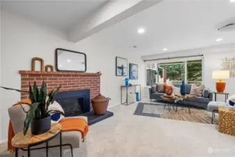 A fully finished daylight basement with fireplace awaits you downstairs.