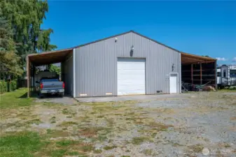 Two covered storage spaces