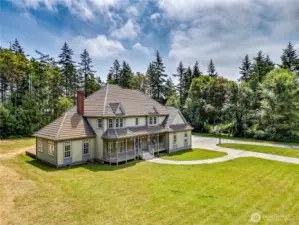The stately home sits on a shy one acre lot.