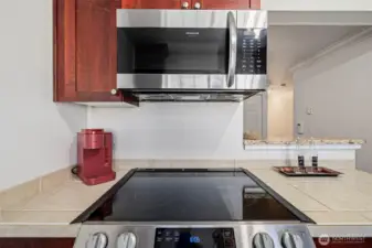 Sleek glass cooktop.