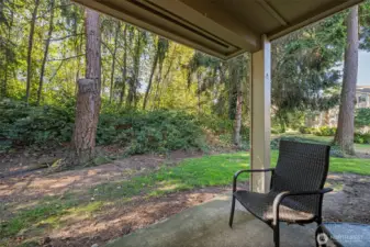 Private patio - facing nature, not neighbors.