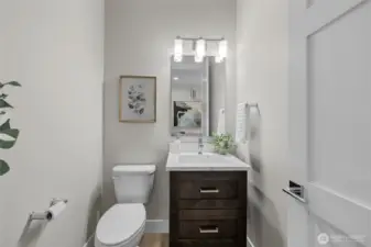 Convenient half bath location for your guests.