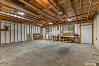 Oversized garage with attic storage above as well.