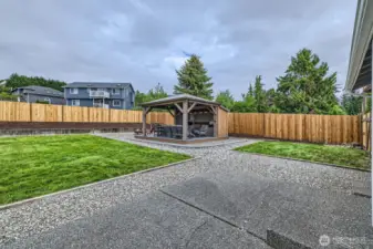 LARGE BACK YARD, FULLY FENCED, WITH ENTERTAINMENT GAZEBO.