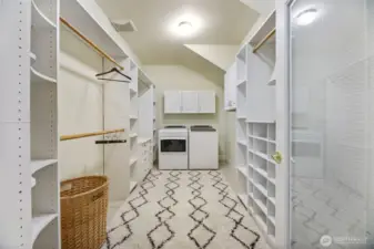 Large Laundry Room with Custom Shelving
