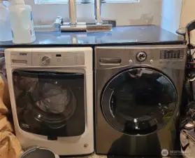 Laundry in garage.