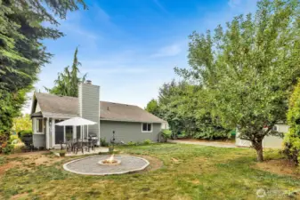 Backyard with firepit