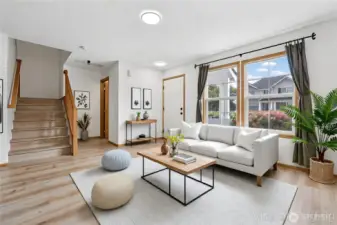 Digitally staged living room.