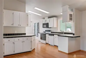 Kitchen with tons of storage.
