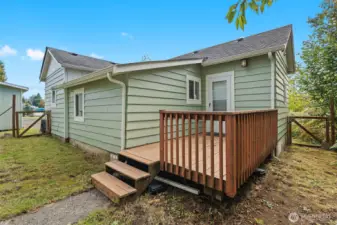 Fenced backyard and deck