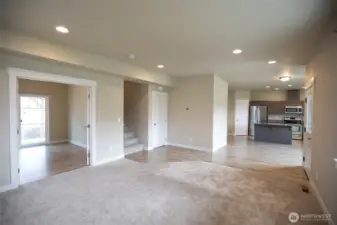 Living room looking into office/den