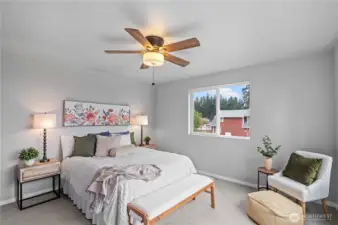 Large master sweet with room to relax in the quiet and enjoy the view.