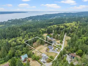 Huge lot extends into the forest.