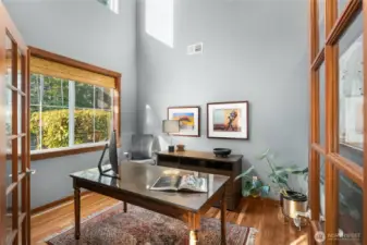 Office with 18’ ceilings