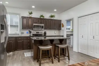 Spacious kitchen includes a generous double-door pantry