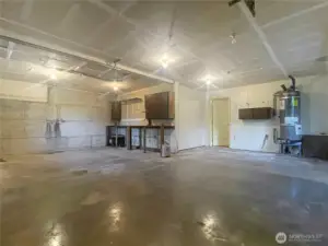 Panoramic view of garage area.