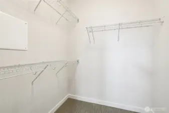 Walk-in closet in the primary.