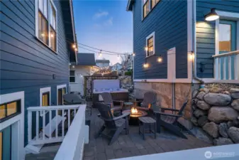 Twilight view 5 of outdoor living area.