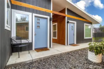 Detached Studio with Kitchenette & Bath on Left; Office/Studio with closet on the Right