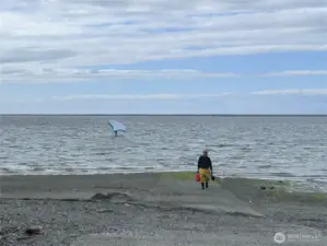Boat Launch & Kite Surfer at Cline Spit