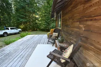 Deck doubles as a tranquil yoga retreat among the trees ~ formerly used for Zen-inspired sessions.