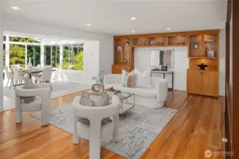 Back shelving opens up endless possibilities. Add wine refrigeratior, ice maker, countertop. Instant buffet!
