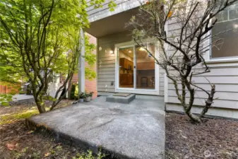 Backyard with covered patio