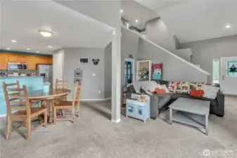 Vaulted ceilings give the main floor a very open feel