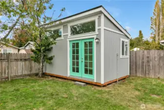 Shed is perfect for a home office or workout room