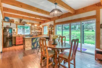 From the dining table, the kitchen opens up with so many nice details.