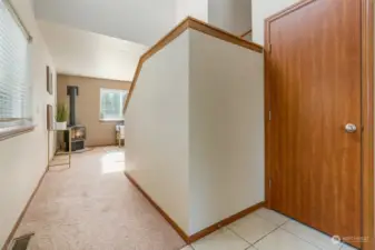 Vaulted ceiling make a nice entrance to home