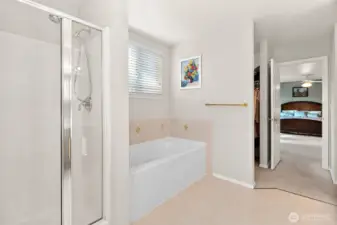 Primary Bathroom with walkthrough closets to Primary Bedroom