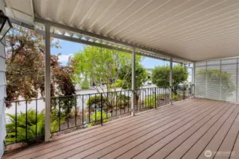 An private & covered oversized Trex-style deck is all yours.