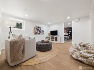 Light and bright downstairs family room.