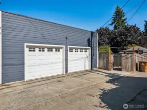 Detached 2-car garage with new roof.