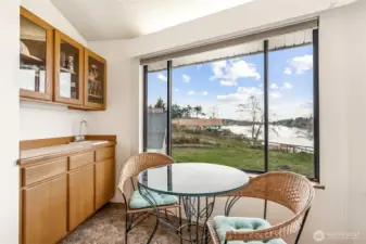 Extra cabinets and seating space in living room