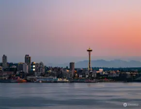 Sunset, the City, Lake Union, Olympic Mountains