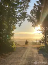 Sunset from the end of private road to homesite