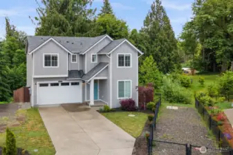 aerial view of the front of the house