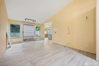 Family room open to the kitchen.