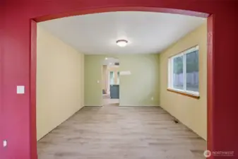 Dining room next to kitchen.