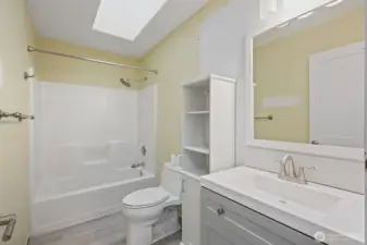 Guest bathroom with skylight.