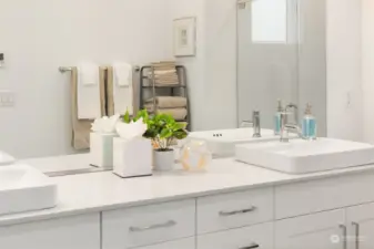 Designer Sinks and Lots of Mirror Space